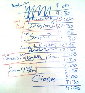 photo of whiteboard - WIRED schedule development